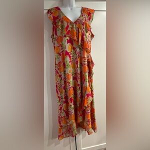 Feminine and flowing floral dress.